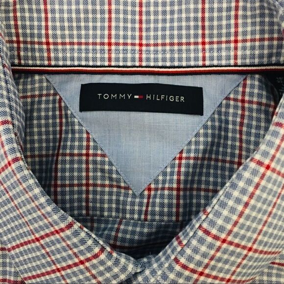 NWOT TOMMY HILFIGER Red & Blue Plaid Button Down L - Picture 8 of 10